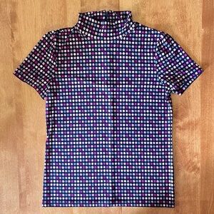 Anne Klein Polka Dot Mock Neck Top
